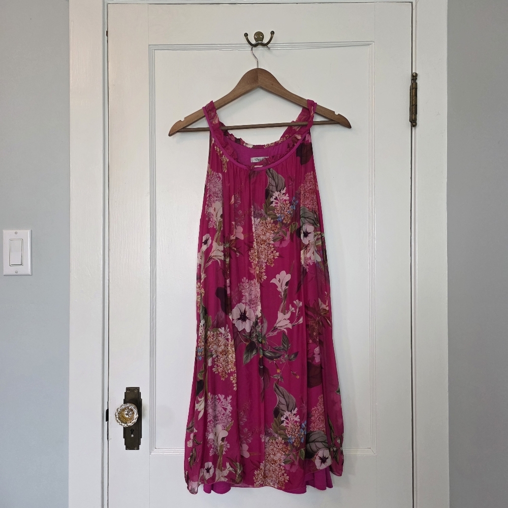 Elena Baldi Italian Silk Foral Sundress – Size S – Fuchsia
